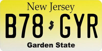 NJ license plate B78GYR