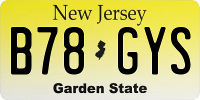 NJ license plate B78GYS