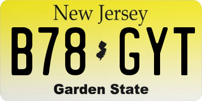 NJ license plate B78GYT