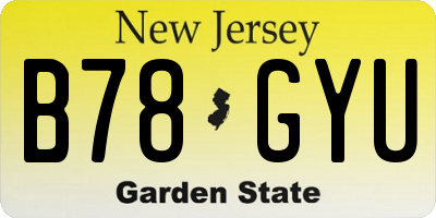 NJ license plate B78GYU
