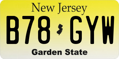NJ license plate B78GYW