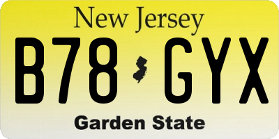 NJ license plate B78GYX