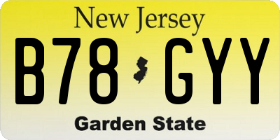 NJ license plate B78GYY