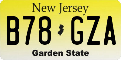 NJ license plate B78GZA