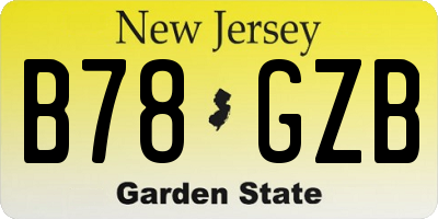 NJ license plate B78GZB