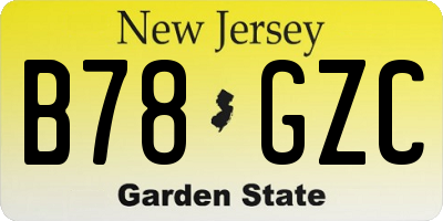NJ license plate B78GZC