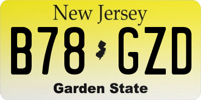 NJ license plate B78GZD