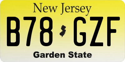 NJ license plate B78GZF