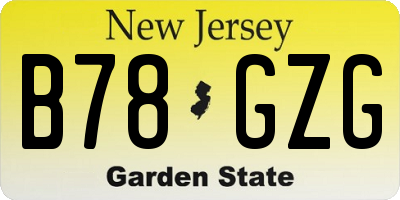 NJ license plate B78GZG