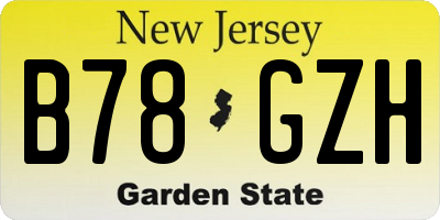 NJ license plate B78GZH