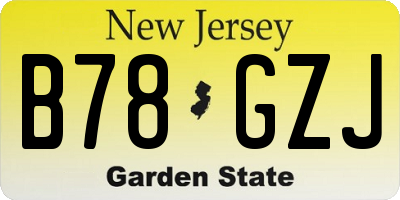 NJ license plate B78GZJ