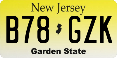NJ license plate B78GZK