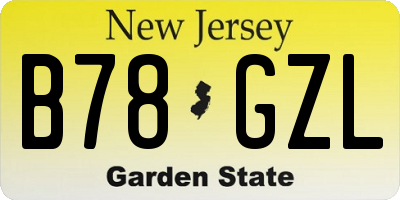 NJ license plate B78GZL