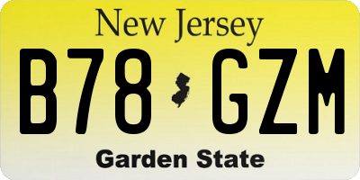 NJ license plate B78GZM