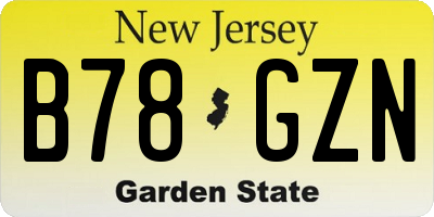 NJ license plate B78GZN