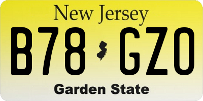 NJ license plate B78GZO