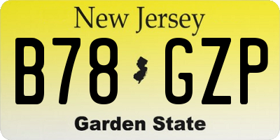 NJ license plate B78GZP