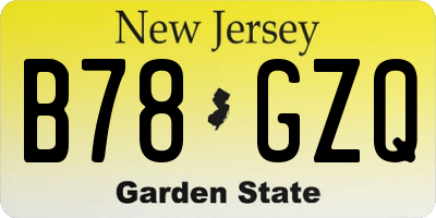 NJ license plate B78GZQ