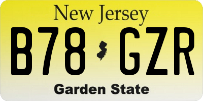 NJ license plate B78GZR