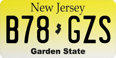 NJ license plate B78GZS