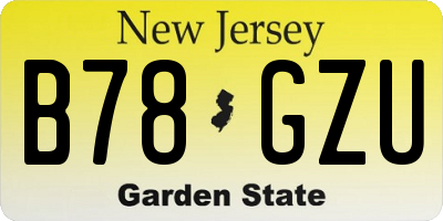 NJ license plate B78GZU