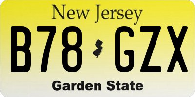NJ license plate B78GZX