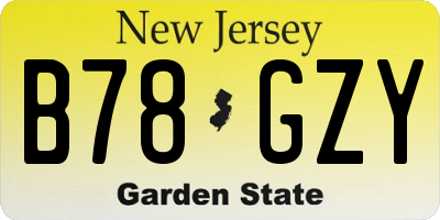 NJ license plate B78GZY