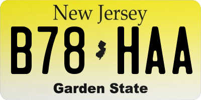 NJ license plate B78HAA