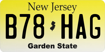 NJ license plate B78HAG