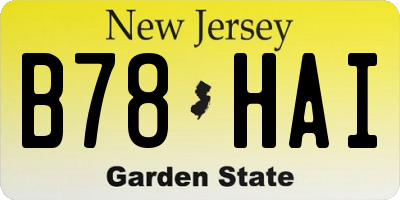 NJ license plate B78HAI
