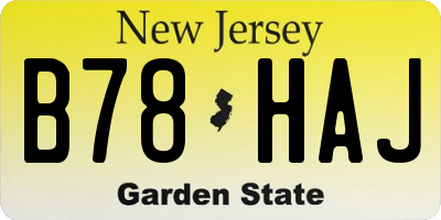 NJ license plate B78HAJ