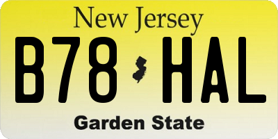 NJ license plate B78HAL