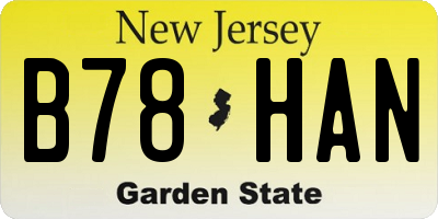 NJ license plate B78HAN