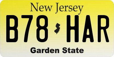 NJ license plate B78HAR