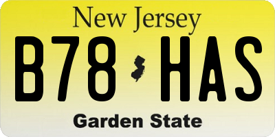 NJ license plate B78HAS
