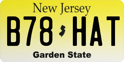 NJ license plate B78HAT