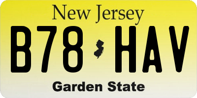 NJ license plate B78HAV