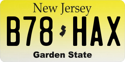 NJ license plate B78HAX