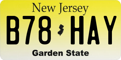 NJ license plate B78HAY
