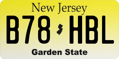 NJ license plate B78HBL