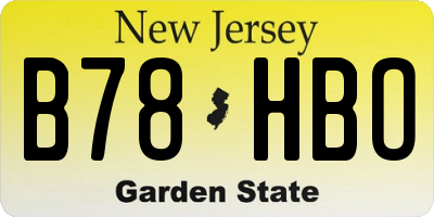 NJ license plate B78HBO