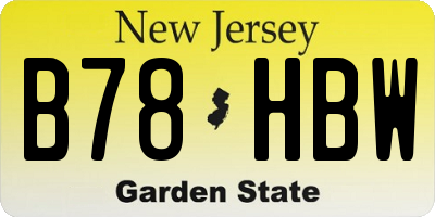 NJ license plate B78HBW