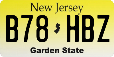 NJ license plate B78HBZ