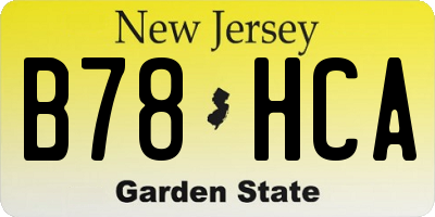 NJ license plate B78HCA