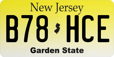 NJ license plate B78HCE