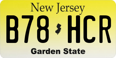NJ license plate B78HCR