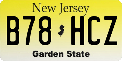 NJ license plate B78HCZ