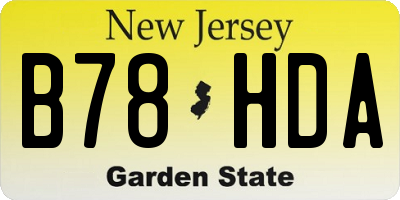 NJ license plate B78HDA