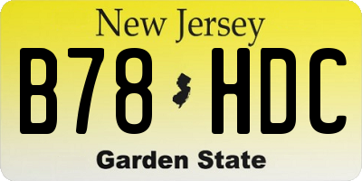 NJ license plate B78HDC