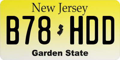 NJ license plate B78HDD